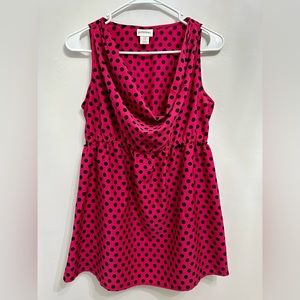 Motherhood Maternity Pink and Black Polka Dot Top (Size M)